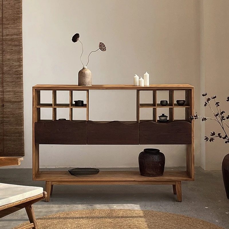 Tea tea set cabinet Multi-grid shelf Solid wood tea cabinet B & B dining side cabinet Household