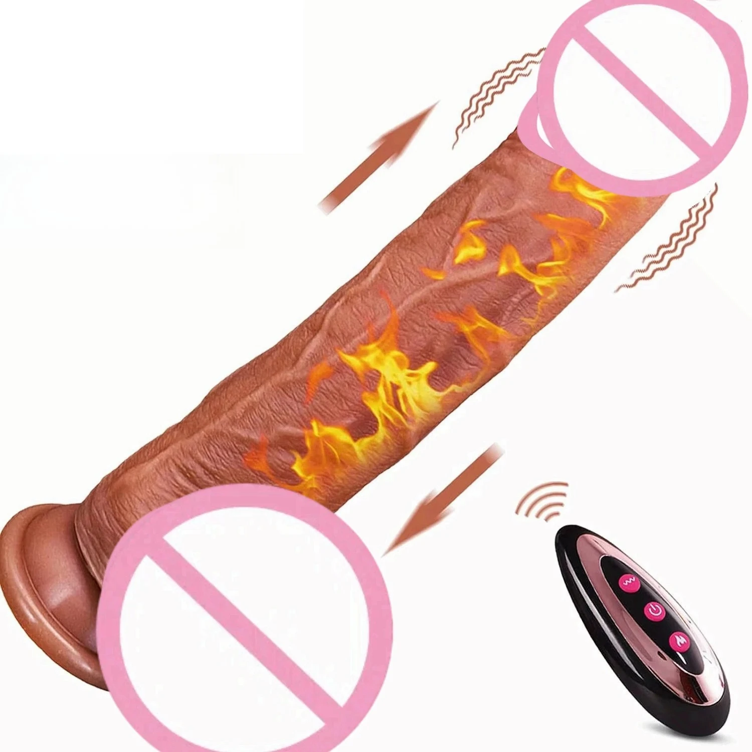 Heating Telescopic Dildo for Women, Soft Silicone Wearable Vibrator, Wireless Remote Control G-Spot Massager, Waterproof