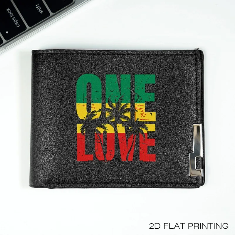 ONE LOVE RASTA PALM TREE DESIGN HEREN PU LEDEREN PORTEFEUILLE SLANK DUURZAAM LICHTGEWICHT BUSINESS STIJL MODE ACCESSOIRE