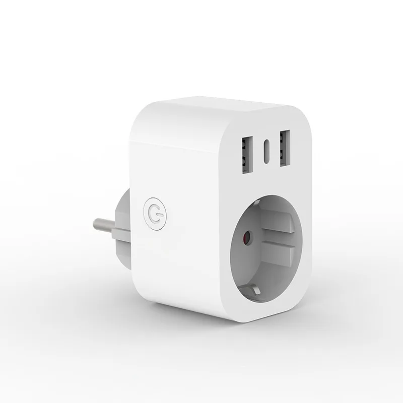 WiFi smart socket Tuya European style with typc interface USB charging port Mini power supply Voice application control