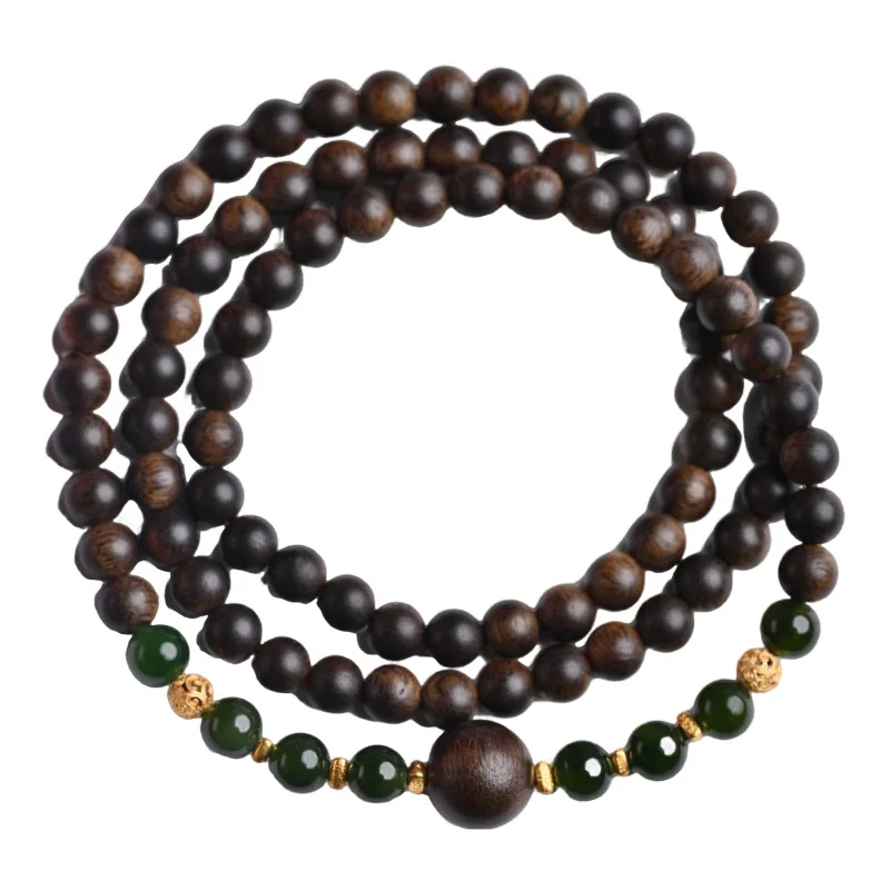 Vietnamese Nha Trang Purple Agarwood Nan 0.5 Agarwood Bracelet Multi Circle Jadeified Scar Retained Unisex Collectible Jewelry