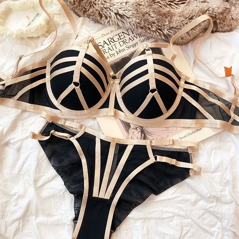 

Women Bra and Panty Set New Sexy Classic Bandage Push Up Underwear Set Erotic Intimate Outfit Clothing Lingerie 2 Pcs Suits