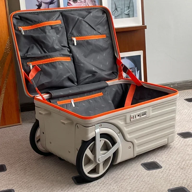 

Side open suitcase oversized wheels large capacity travel trolley case