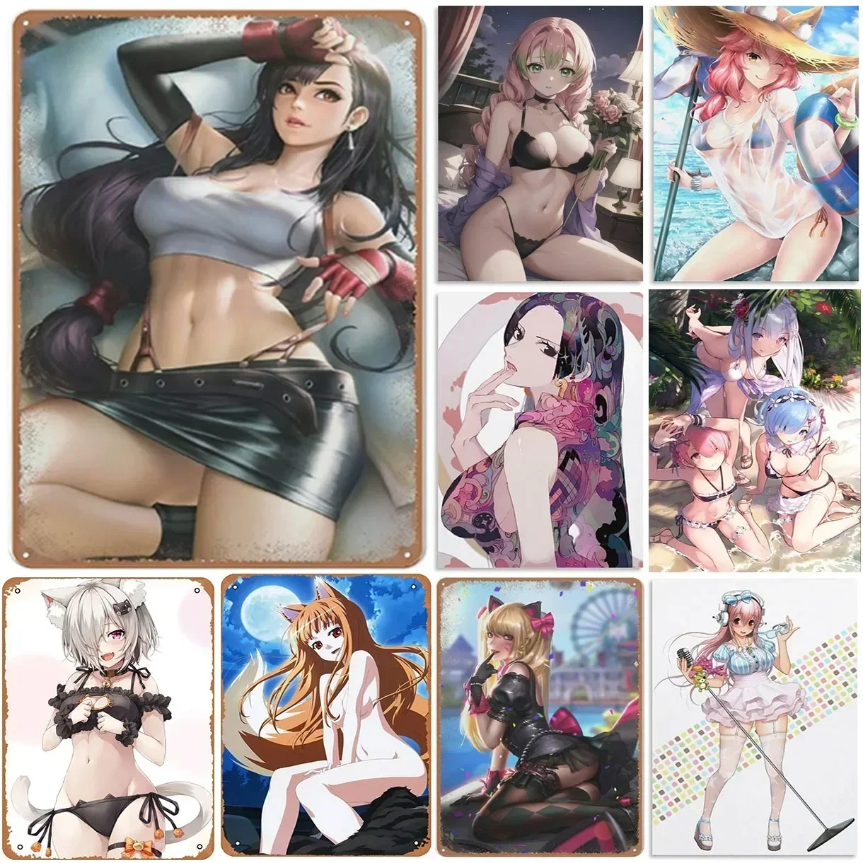 Vintage Pinup Anime Fille Musicia étain Zeichen Plakette Fer Peinture Sezurierung Wandgemälde für Herren Grotte Maison Café Jardin Club