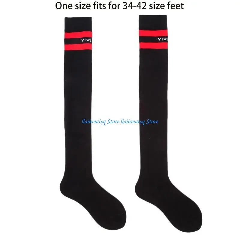 573bロリータストライプのソリッドカラーソックス女性女の子面白い贈り物太もものハイロングストックイン