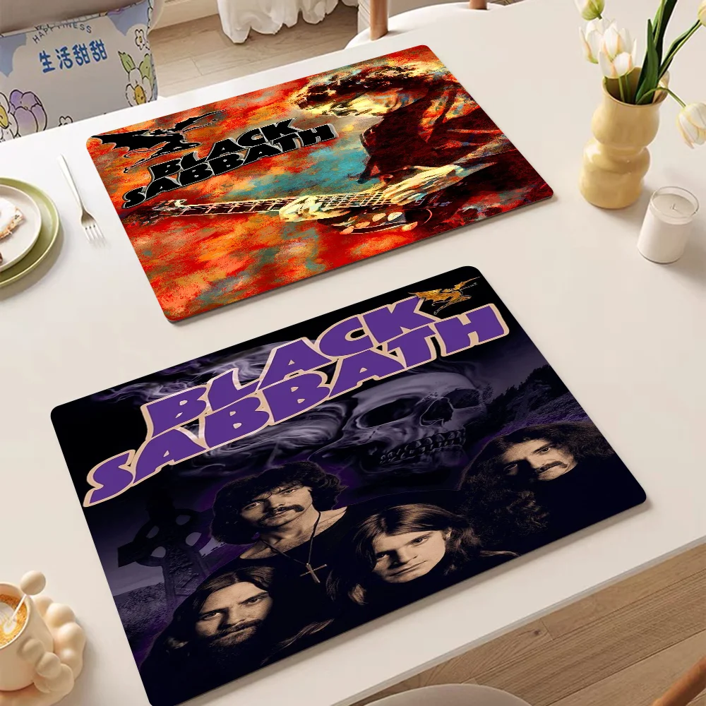 Black Sabbath Band Printed Dish Drying Mat Super Absorbent Coffee Drain Pad Tableware Quick Dry Rug Kitchen Dinnerware Placemat