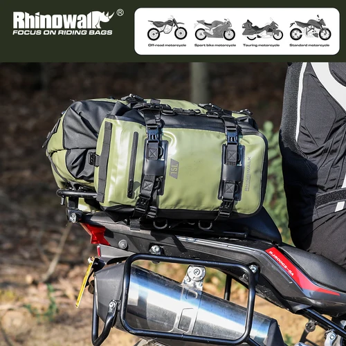 Rhinowalk-Bolsa de asiento trasero para motocicleta, bolsa trasera impermeable de 8/15/30L, bolsa Universal para SILLÍN al aire libre, accesorios para motocicleta