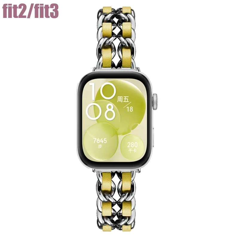 Металлические + кожаные ремешки для часов Huawei Fit 3, сменный ремешок для умных часов, браслет, браслет, аксессуары для Huawei FIT3 Fit2