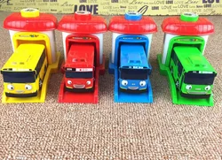 Tayo el pequeño autobús en miniatura para niños, modelo a escala, autobús en miniatura, garaje oyuncak, vehículo de impacto de eyección de autobús tayo, 4 unids/set