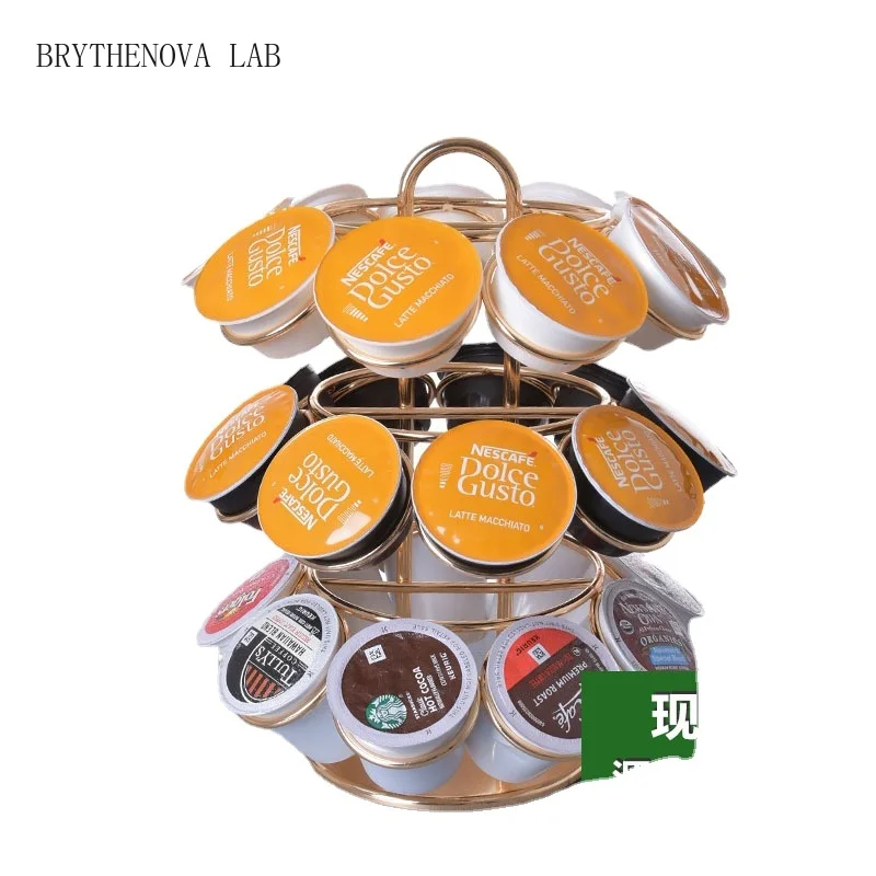 Holder 27KCUPs Coffee Pod Holder Rotating Stainless Chrome Tower Stand Storage for KCUP Dolce Gusto Coffee Capsules