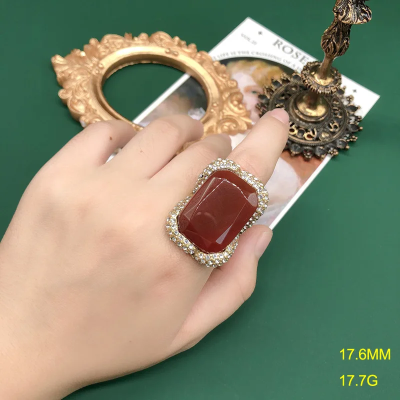 

Vintage ring with gem cut stones design for Women Hyperbole Geometric Hollow Out Anillos Mujer Light Luxury Fashion Jewelry