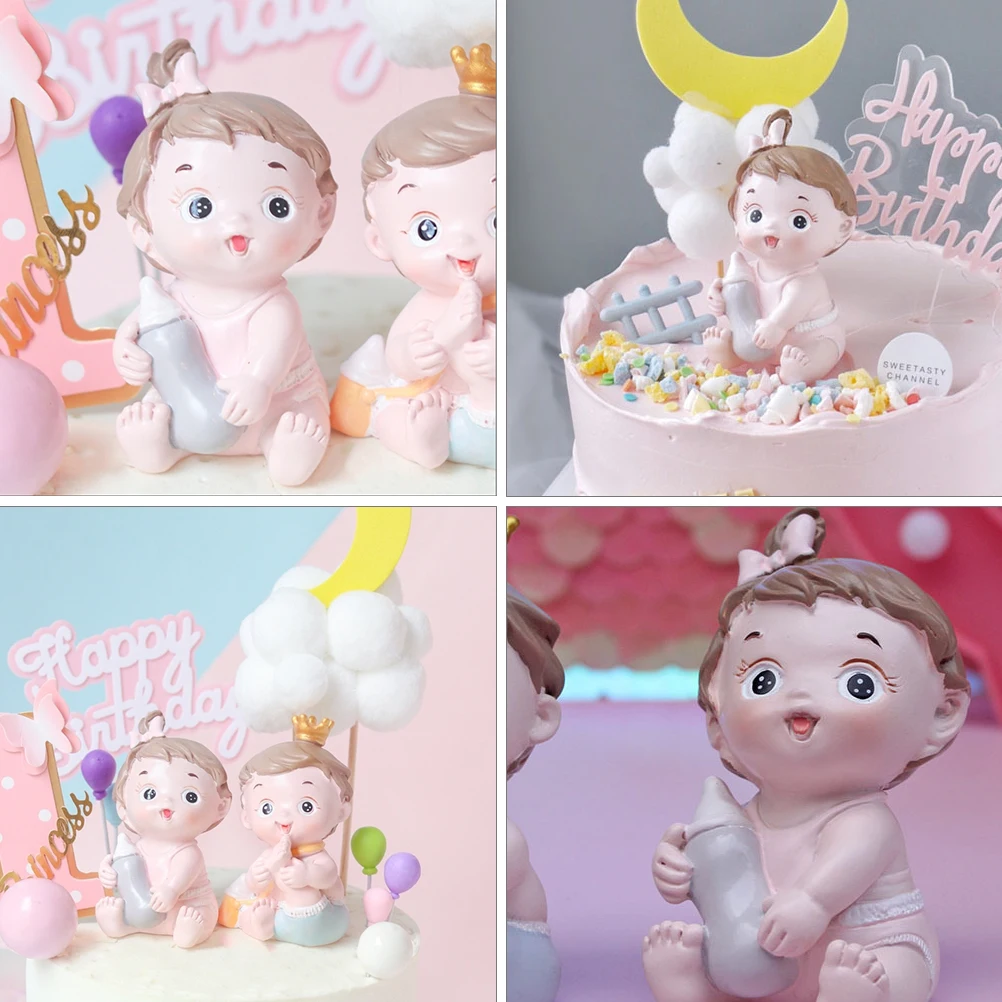 

Birthday Cake Decor Mini Figurine Statue Safe High Grade Material Party Photo Prop Girl Baby Shower Cake Decoration