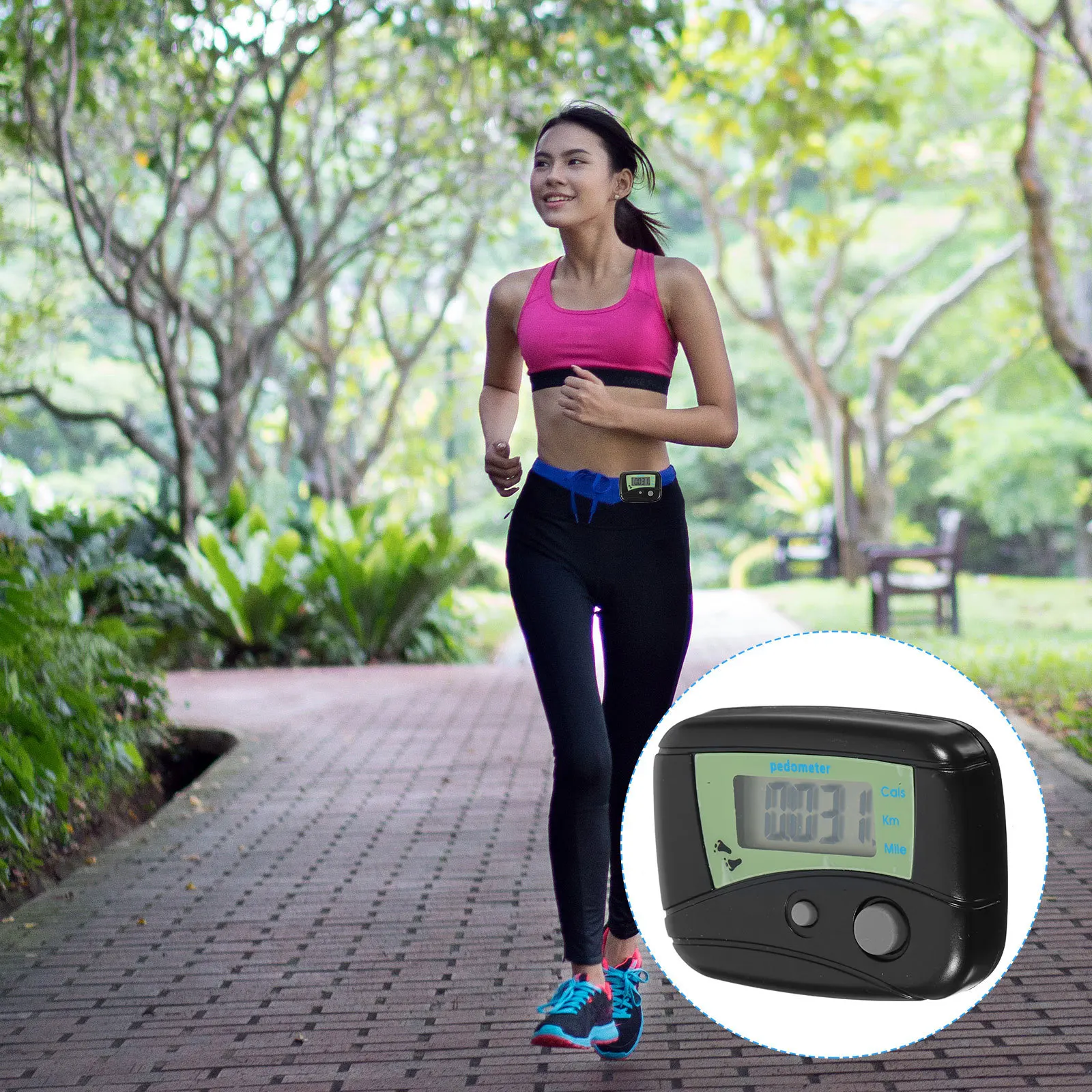 

New Upgraded Digital Pedometer Lcd Display Black Step Counter Walking Distance Calorie Tracker For Fitness Running Exercise