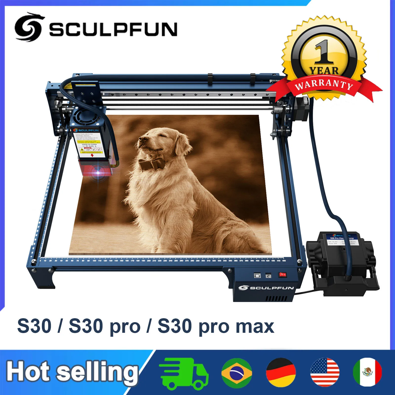 

SCULPFUN S30 Laser Engraving Machine with Air-assist S30 PRO S30 pro max DIY Desktop Laser Engraver Cutting Industrial grade