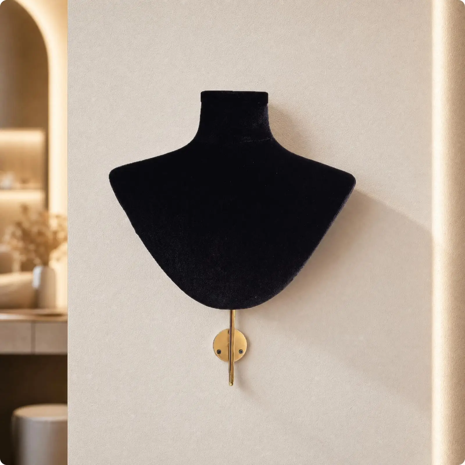 Half-Body Jewelry Display Bust Detachable Velvet Jewelry Bust with Hanging Hook
