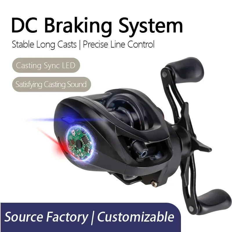 DC Water Drop Reel Smart Electronic Brake Noise Reduction LED Light Fishing Reel