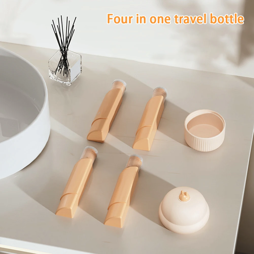 4 In 1 Travel Jars For Soap Shower Gel Dispenser Portable Squeeze Shampoo Liquid Containers Bathroom Squeeze Empty Bottle 60ml