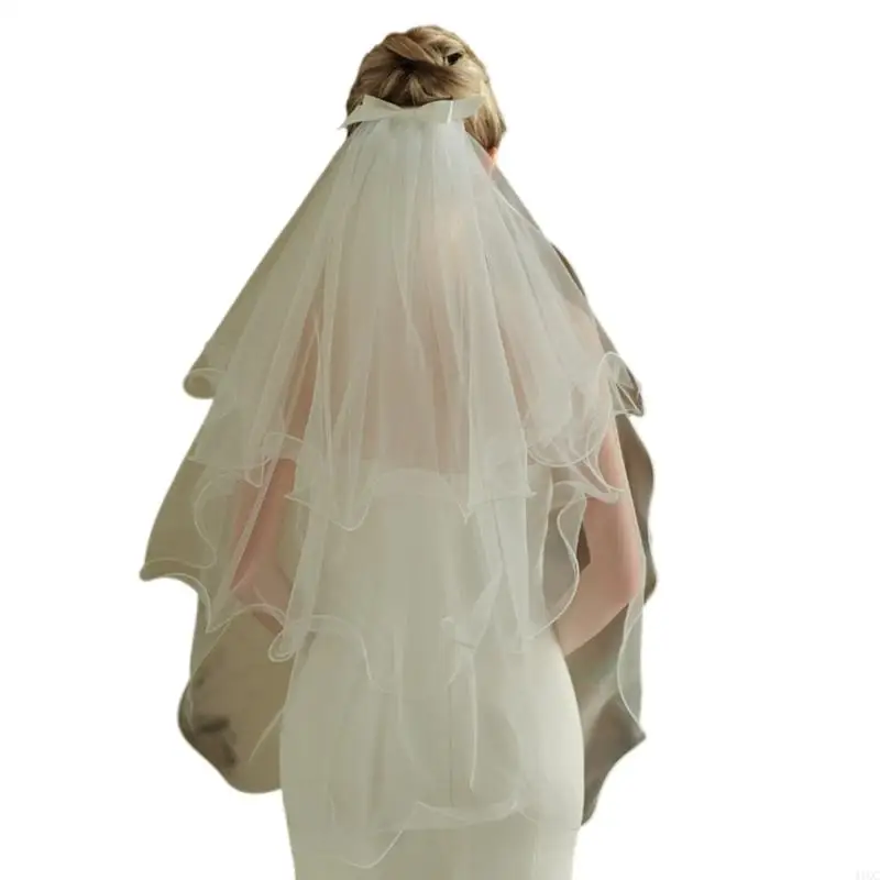 

2025 New Bride Veil with Bowknot and Comb Wedding Veil for Bridal Shower Short Tulle Veil for Beach Wedding and Special Occasion