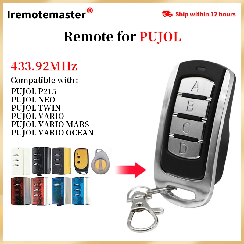 For PUJOL NEO TWIN VARIO MARS OCEAN Garage Door Remote Control Gate Opener Garage Command Transmitter 433.92MHz Rolling Code