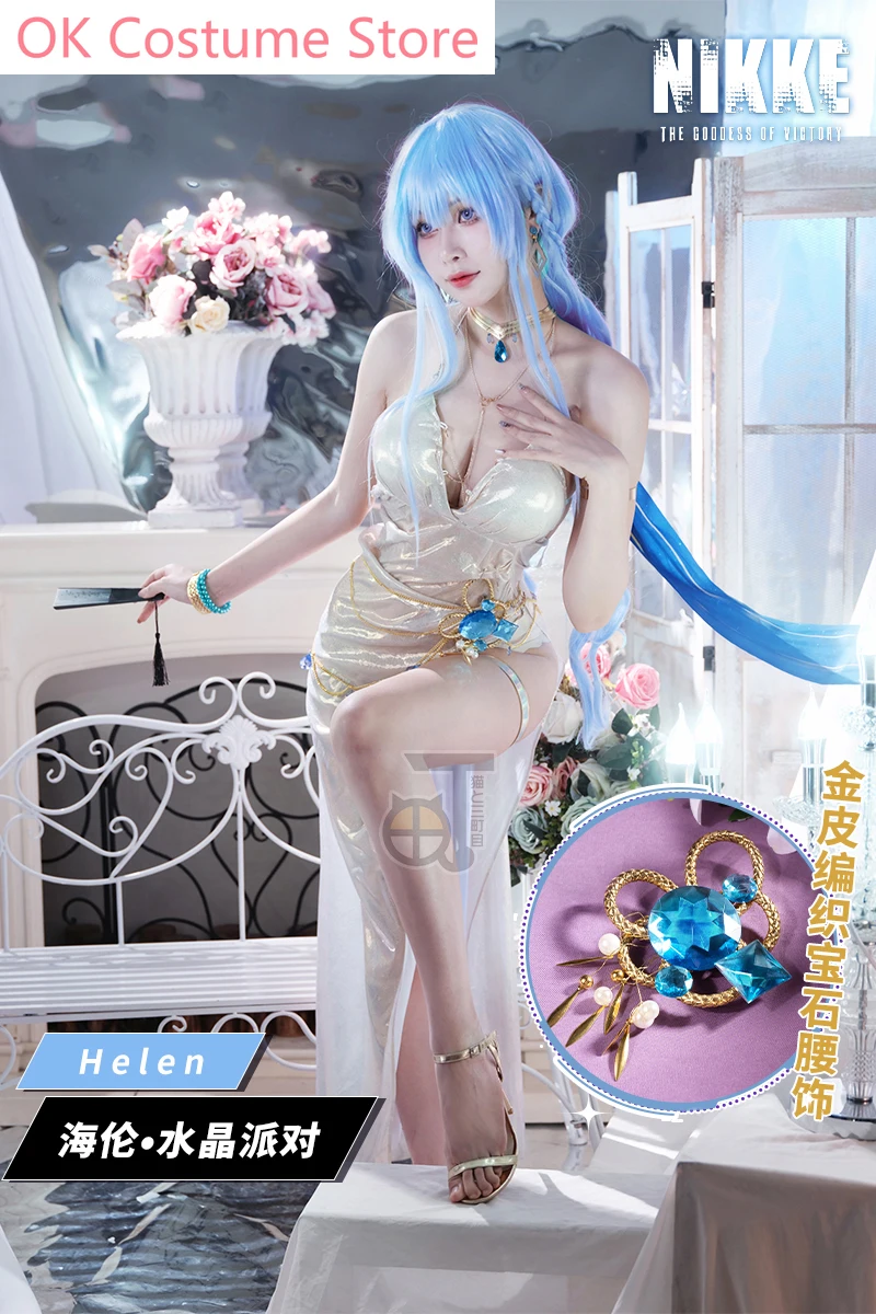 Anime! NIKKE The Goddess Of Victory Helen Crystal Party Game Suit Sexy Dress Cosplay Costume Halloween Outfit Women