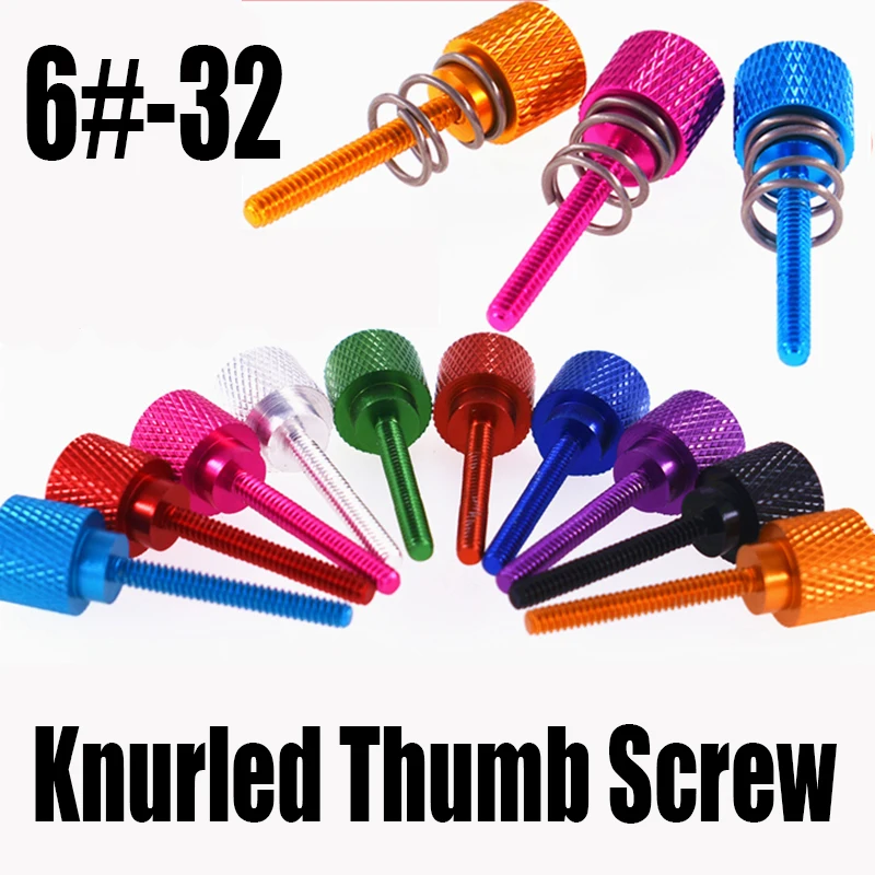 1PCS 6#-32 American Colour Aluminum Knurled Thumb Screw High Step Hand Tighten Screw With Spring For DIY/Computer Case