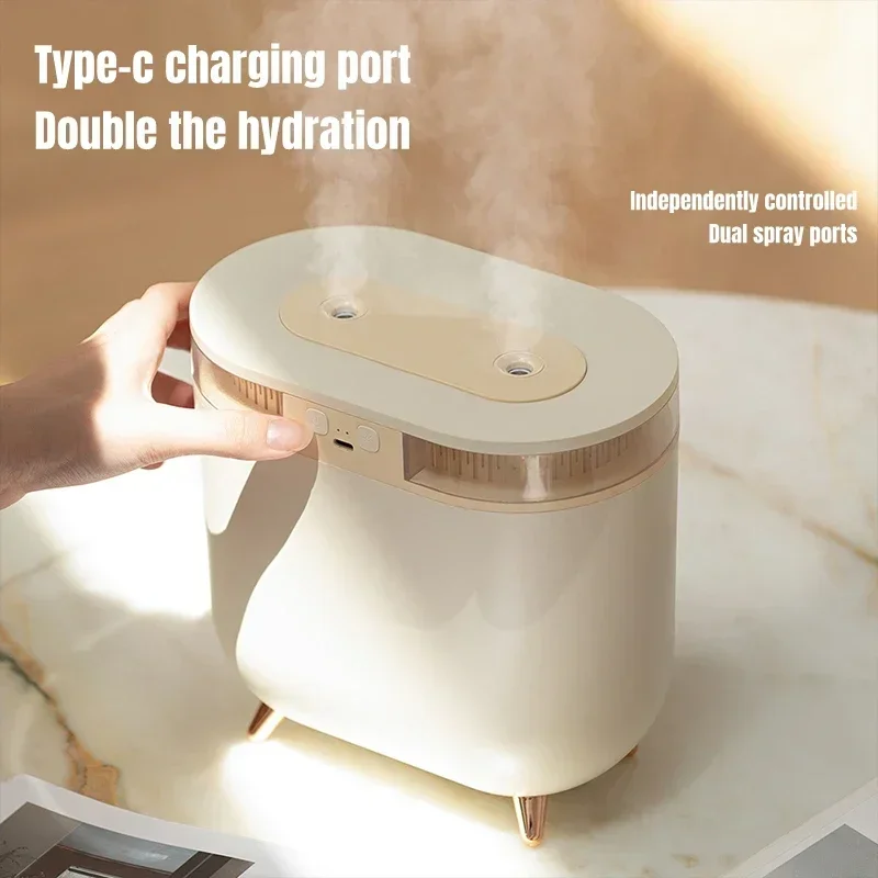 2L Dual Nozzle Home Room Desktop Electric Fragrance Air Humidifier USB Charging 3600mAh Battery Operated Wireless Aroma Diffuser