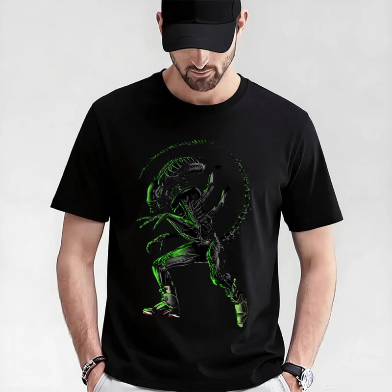 

0410 Sci-Fic Alien Gift T-Shirt Weyland Horror movie Xenomorp 100% cotton Short Sleeve Graphic clothes All size tops S-6XL