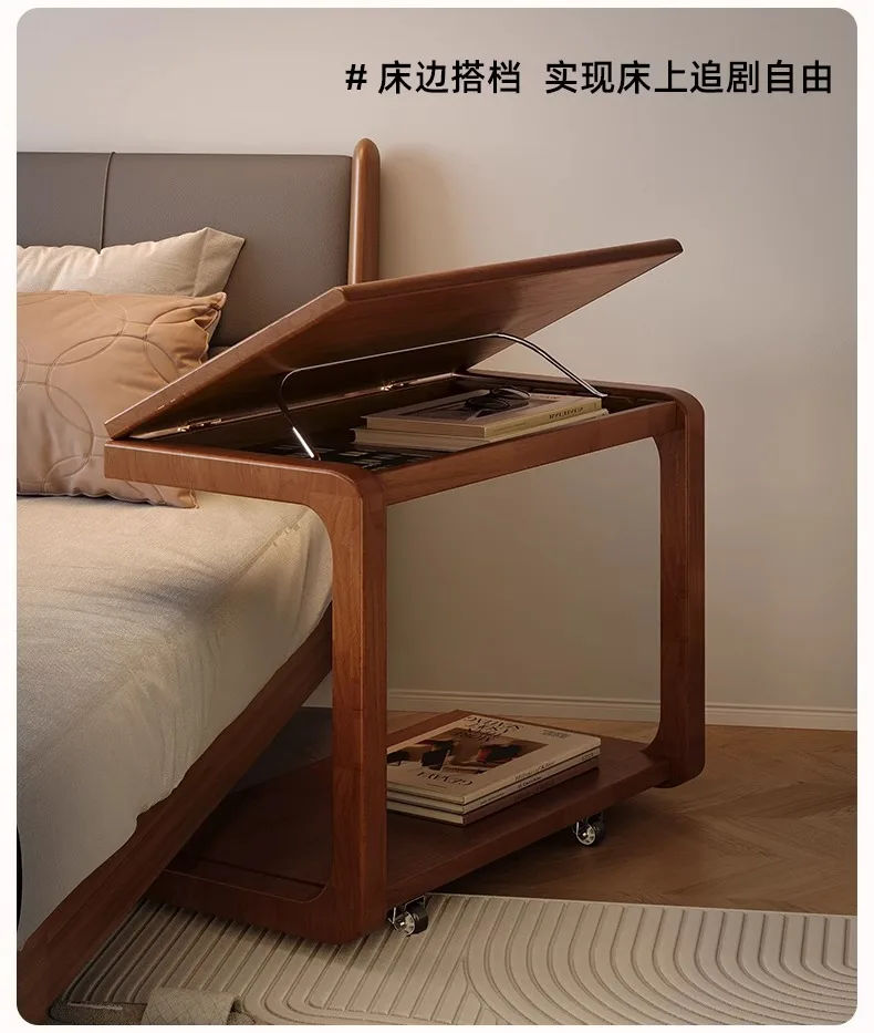 Solid wood removable side table, living room home writing desk can be side a few cream wind balcony shelf small tea tabl