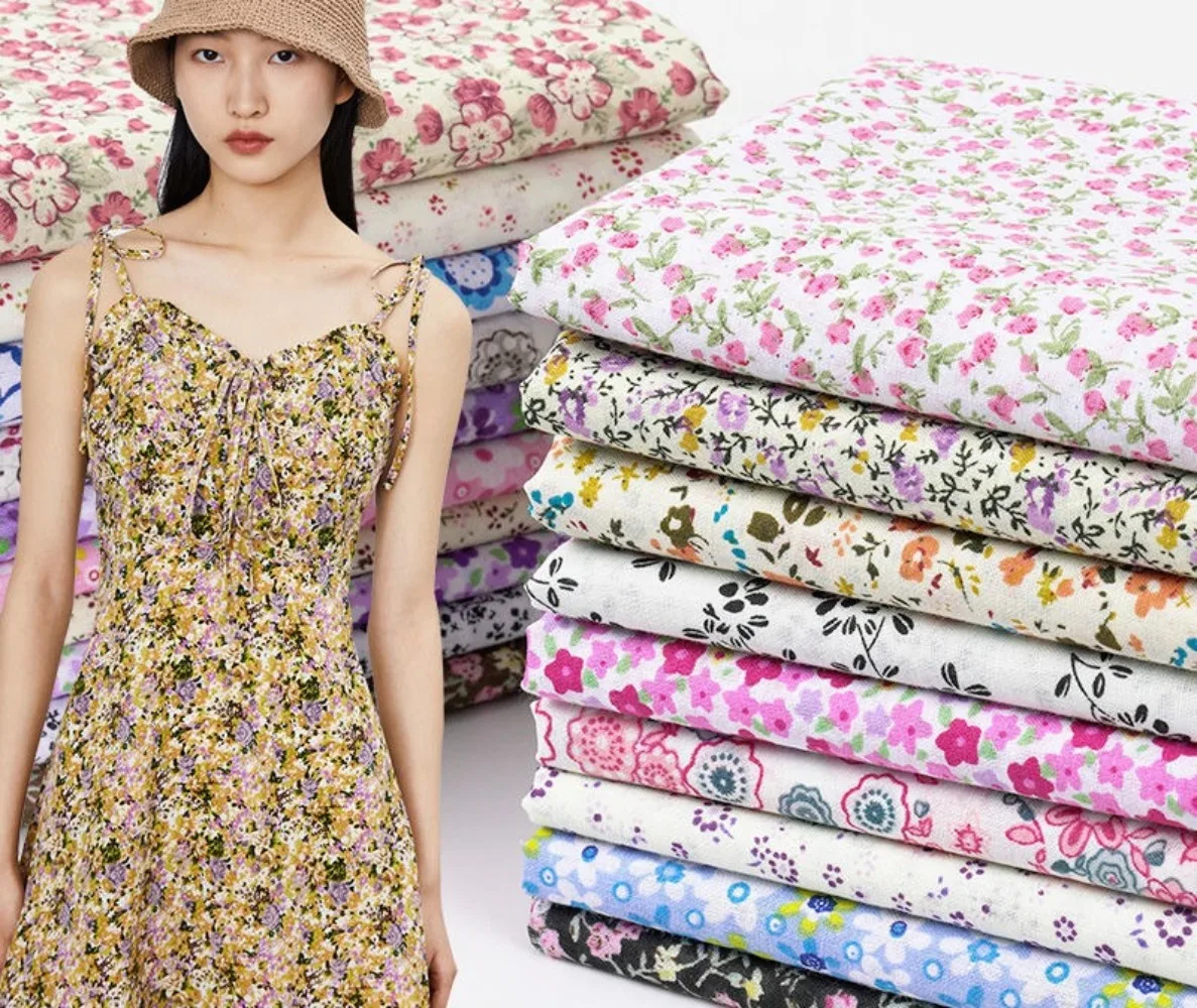 

Small floral cotton fabric country-style printed fabric scraps for baby dresses handmade DIY and all cotton clothing projects