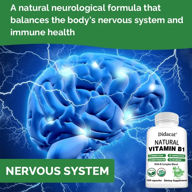 Natural Vitamin B1 B6 B12 Complex - Vitamin B1 Supplement, Essential B Vitamins for Men& Women, Nervous System, Immunity, Energy