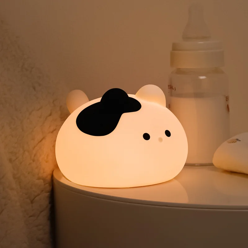 Luz nocturna de silicona Lucky Cat, luz para dormir para compañero de cabecera de dormitorio, brillo ajustable de 2 niveles, regalo de cumpleaños y Año Nuevo