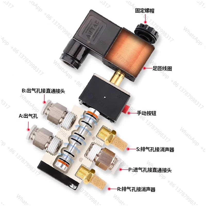 4V210-08 Better Quality  Type Pneumatic Electric Solenoid Valve Directional Control Air Magnetic Valve 12V 24V 220V