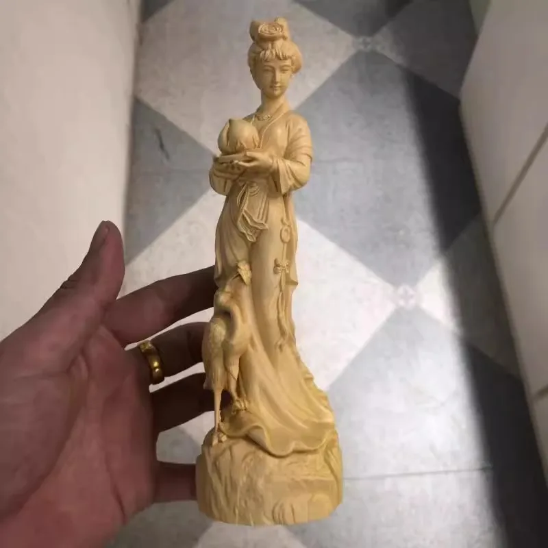 Magu, diosa de la longevidad: estatuilla tallada en boj con giro artístico moderno, regalo único de cumpleaños y colección, mito chino