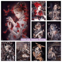 Yuriko Shirou The Dark Room Horror Art Diamond Painting Halloween Butterfly Angel Girl Cross Stitch Crystal Craft Home Decor