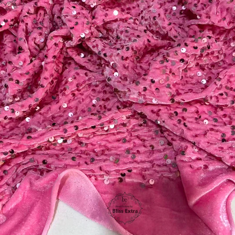Sequins Stretch Velvet Fabric Width 59\