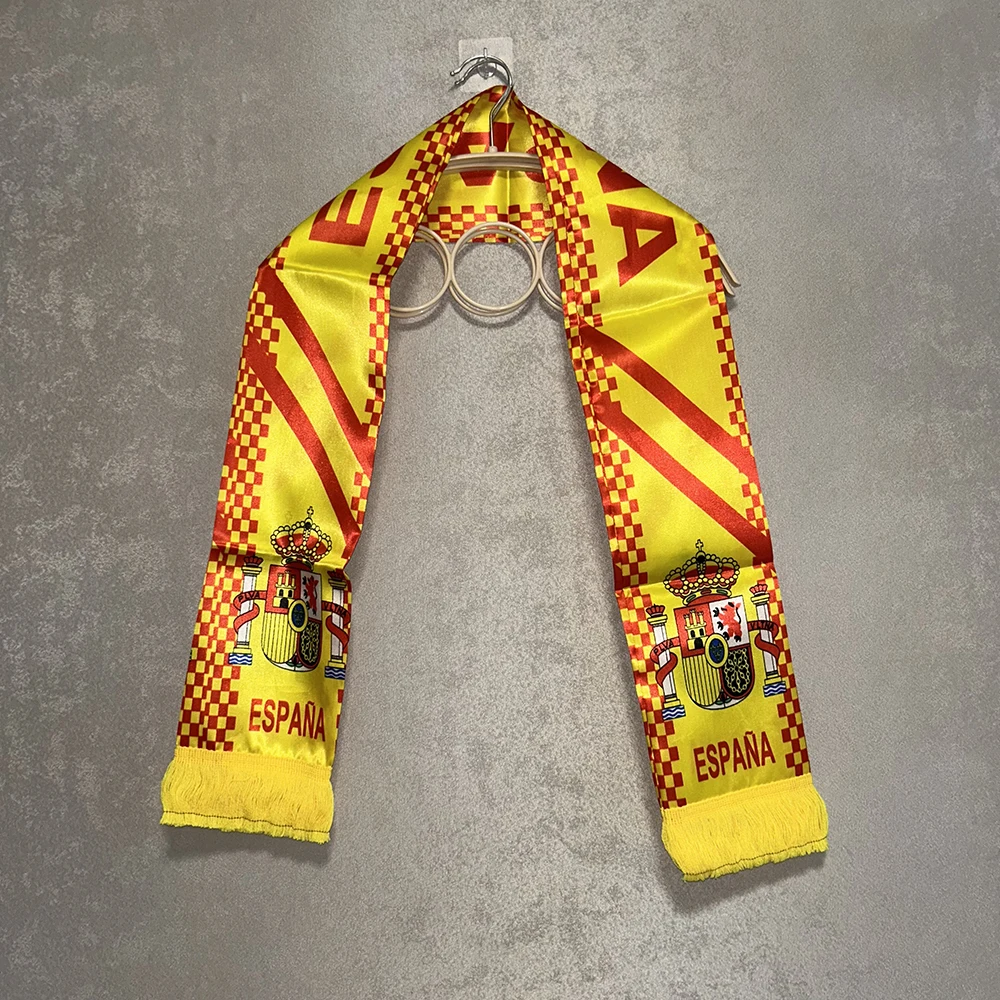 SKY FLAG Spain scarf 14x130cm Double Side Printing Satin Football Soccer Fans Spain Scarf flags banner for sport decoration