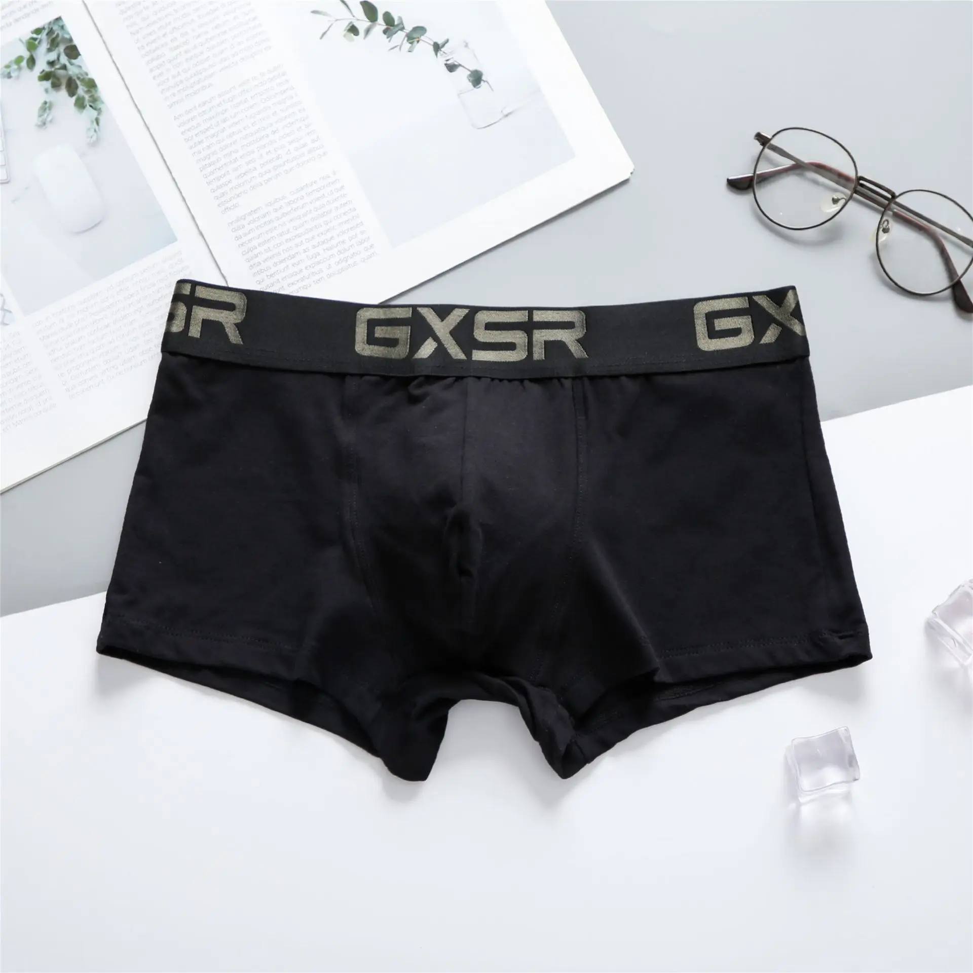 New GXSR men's cotton panties low waist, breathable, comfortable solid color basic men's boxers