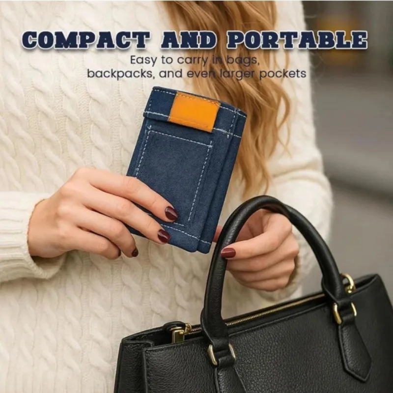 Pocket Pants Mini Jeans Wallet Slim Compact Bifold Purse Portable Retro Pants Style Wallet for Cards Keys or Cash