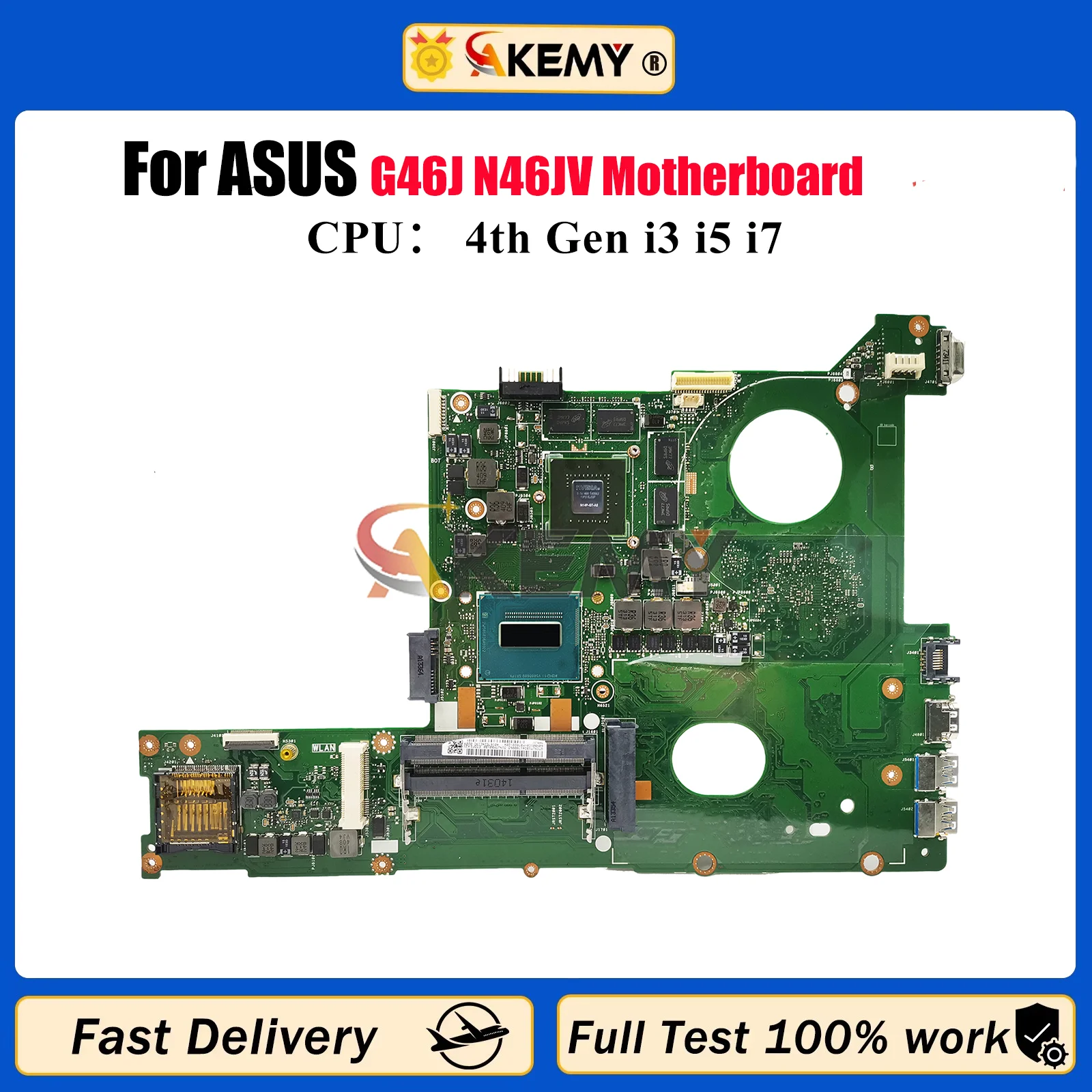 

N46JV Laptop Motherboard For ASUS N46J G46J N46JV Notebook Mainboard With i3 i5 i7 CPU 100% tests OK fast shipping High quality
