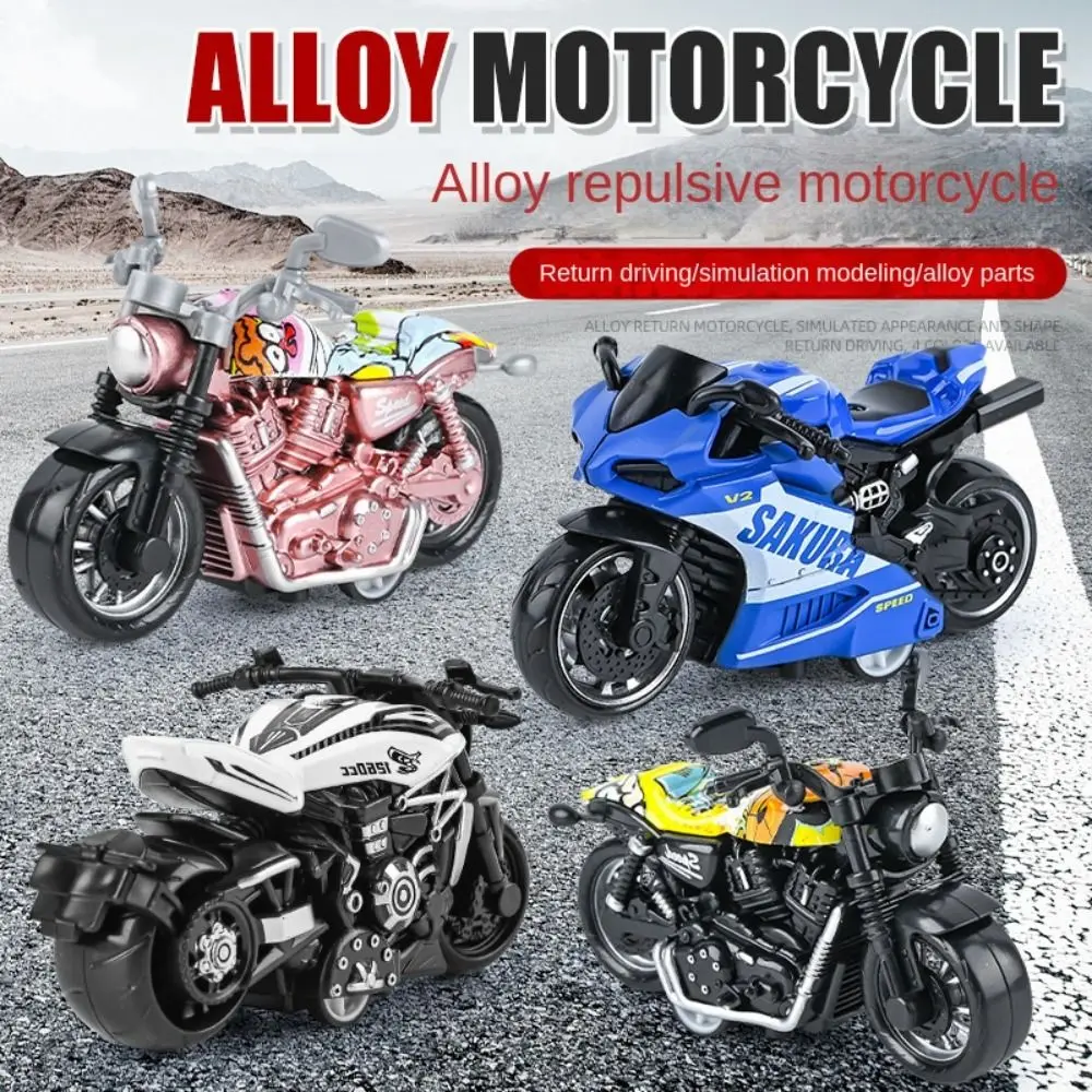 Pull Back Car Pullback Motorcycle Model Alloy Simulation Motorbike Model Locomotive Mini Simulation Motorbike Children's Gift