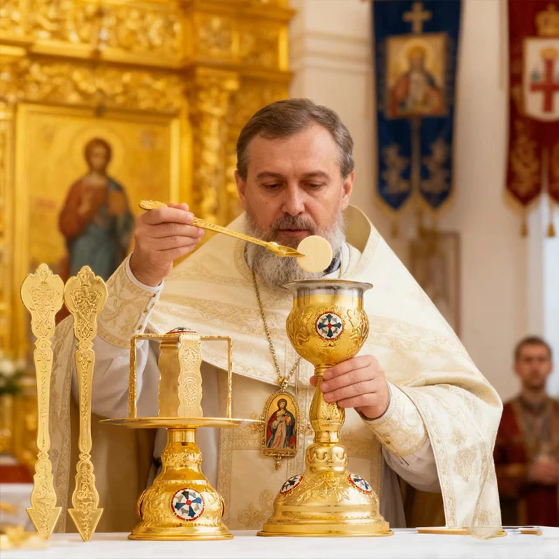 NewEucharistic vessels Metal Orthodox Church Chalice Beaded Crystal Precious Brass Church Ciborium Chalice Handmade Good Quality