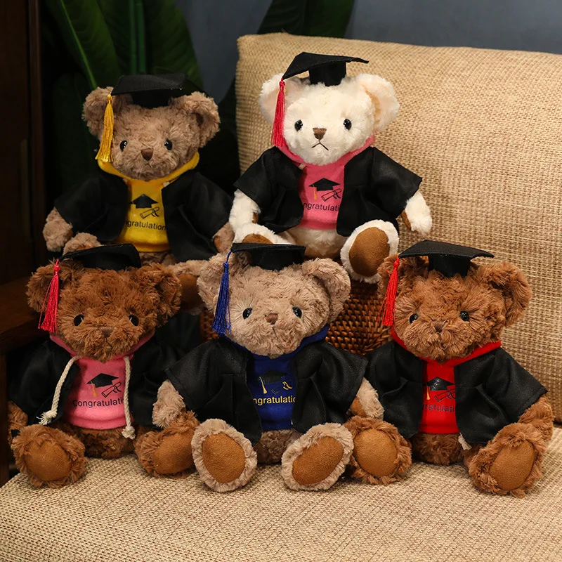 

26cm Cartoon Doctor Teddy Bear Plush Toy Cute Soft Stuffed Bears Plushies Doll Student Graduation Souvenir Gifts for Kids Girls