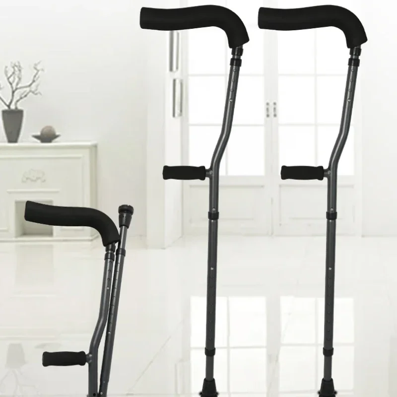 Premium F-Type Dual Underarm Crutches, Foldable & Non-Slip, Adjustable Mobility Aid, Ergonomic Walking Support