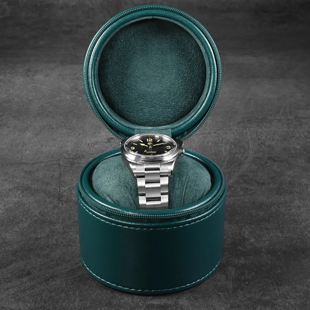 San Martin Leather Watch Box Anti Drop Travel Storage Box Fashion Luxury Green Blue Black Single Watch Gift Box with Pillow