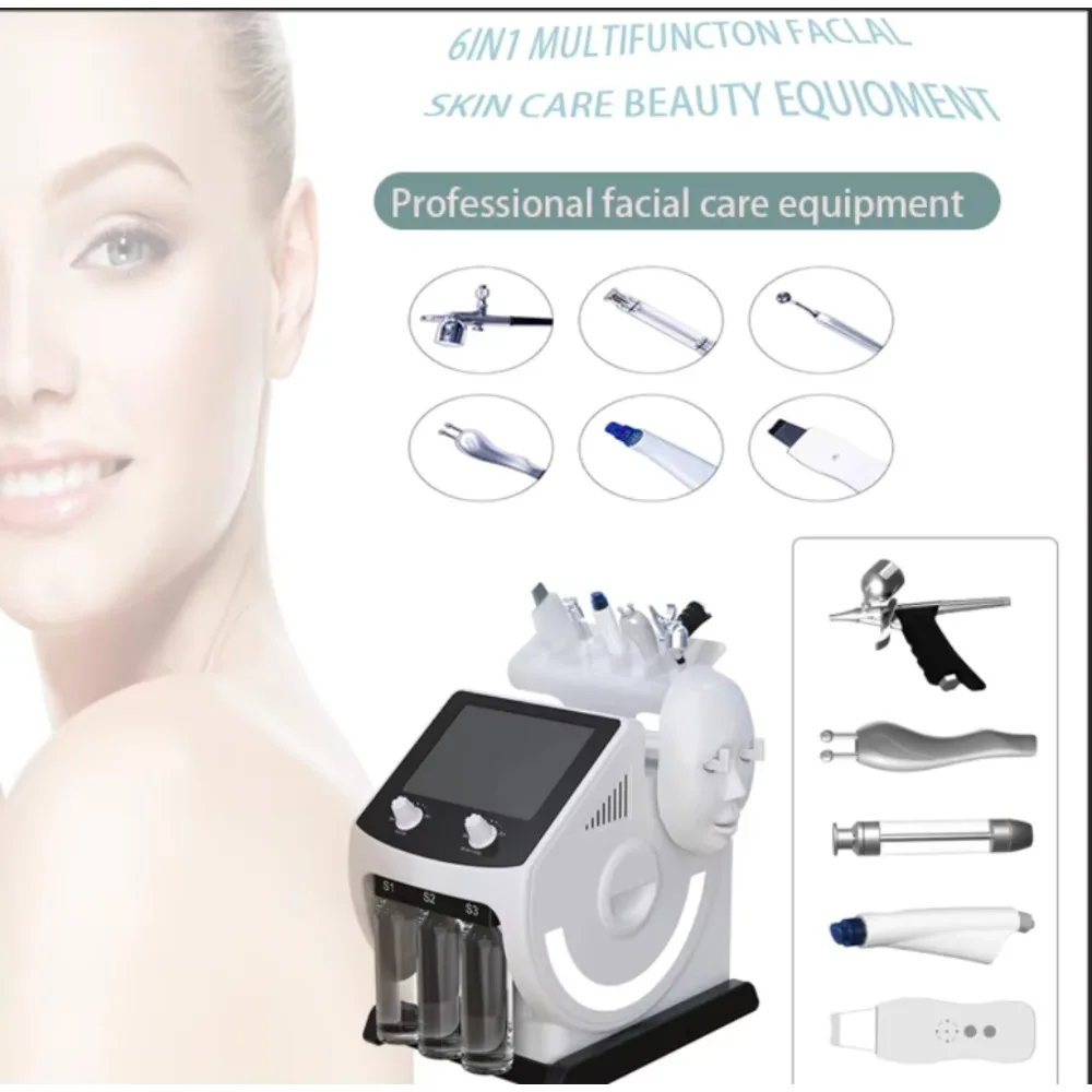 

Skin Deep Cleaning 6 in 1 Oxygen Jet Small Bubble Hydrodermobrasion Hydra Skin Care Water Oxygen Jet Peel Machine With Led Mask