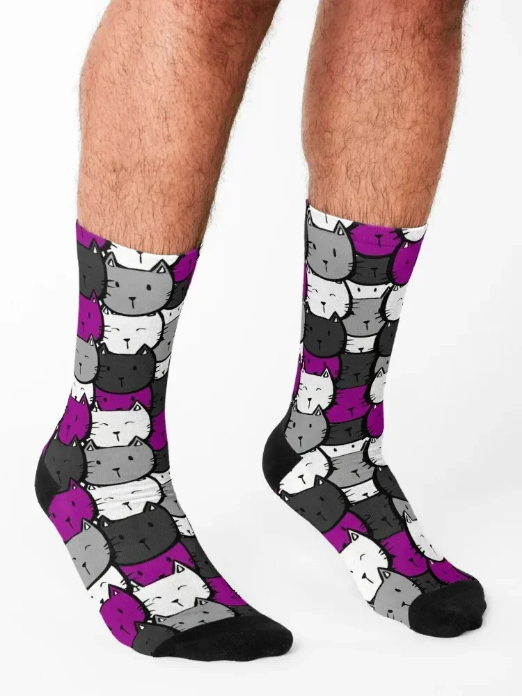 Subtle Ace Flag Cat Pattern Socks New year's luxe Toe sports Heating sock Woman Socks Men's