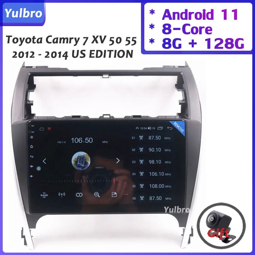 For Toyota Camry 7 XV 50 55 2012 - 2014 US EDITION Android11 Radio Car Multimedia Player Vehicle Gps Touch Screen Stereo Carplay