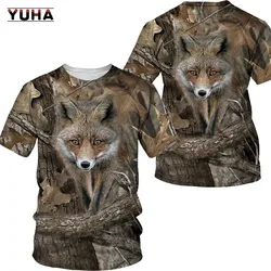 Camouflage Jacht Dieren Wild Boar/Vos 3D T-shirt Zomer Vrijetijdsbesteding Mannen T-shirt Mode Straat Vrouwen Trui Korte mouw J