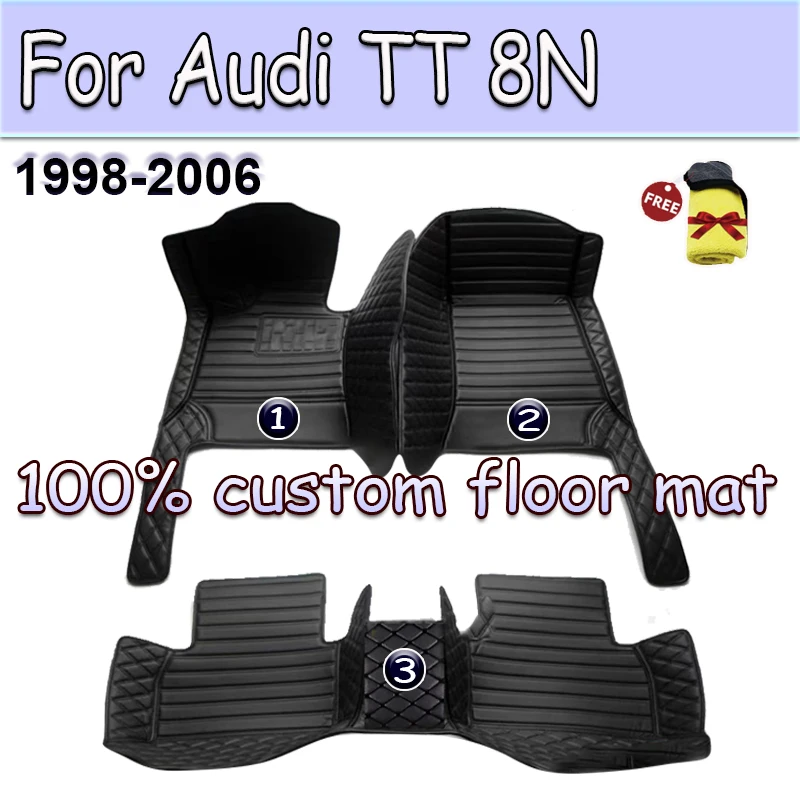 

Car Floor Mats For Audi TT 8N MK1 1998~2006 Protective Carpets Auto Rugs Luxury Leather Mat Durable Pad Set Car Accessories 2005