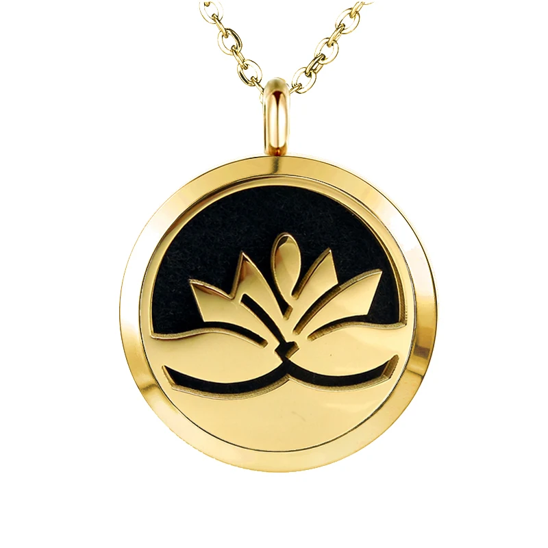 With chain Snow 30mm Stainless Steel Essential Oils Aromatherapy Locket Perfume Diffuser Necklace